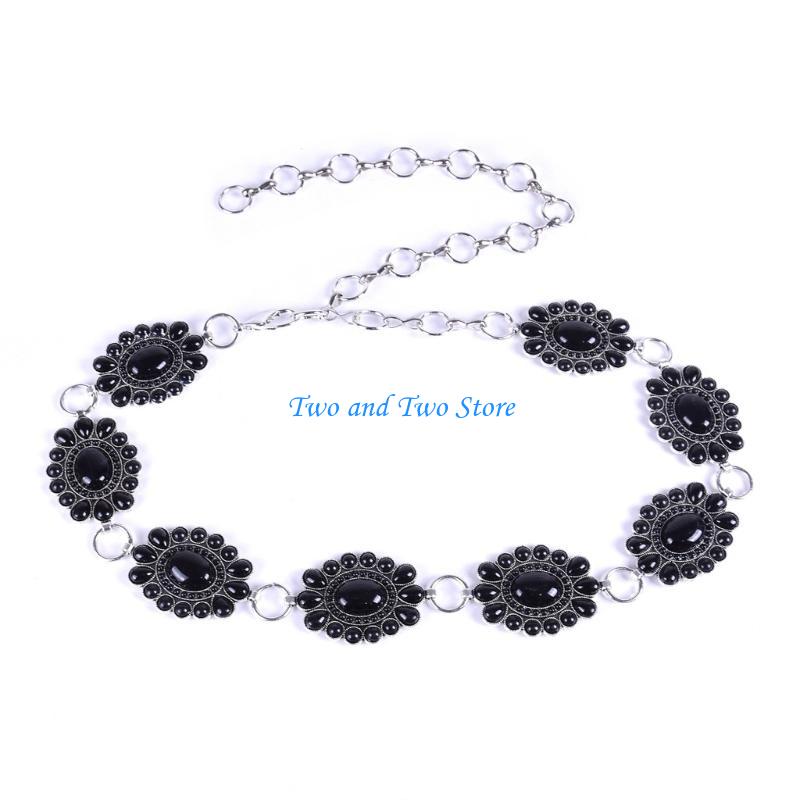 HX6F Sexy Waist Chain for Girl Nightclub Waist Chain with Gemstones Pendant Ethnic Body Chain for Beach Parties Jewelry