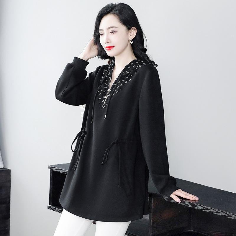 

Худи большого размера для женщин среднего возраста - Повседневное, Приталенное, Свободного кроя, Универсальное для осени и зимы 5XL (200-240 lbs) чёрный