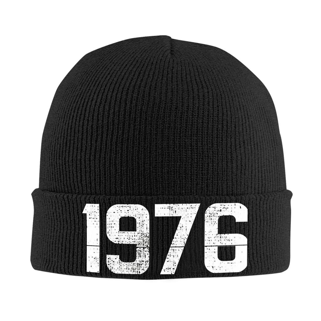 Herren Damen Strickbündel Mütze Geboren 1976 vintage Alter 50 Jahre alt 50. Geburtstag Merch Warm Gestrickt Beanie Mützen Skullies