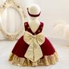 12M-6 Years Kids Girl Toddler Baby Sleeveless Stars Sequins Bow Knot Skirt Princess Dresses Summer Spring Autumn Children Tutu Christmas Ball Gown