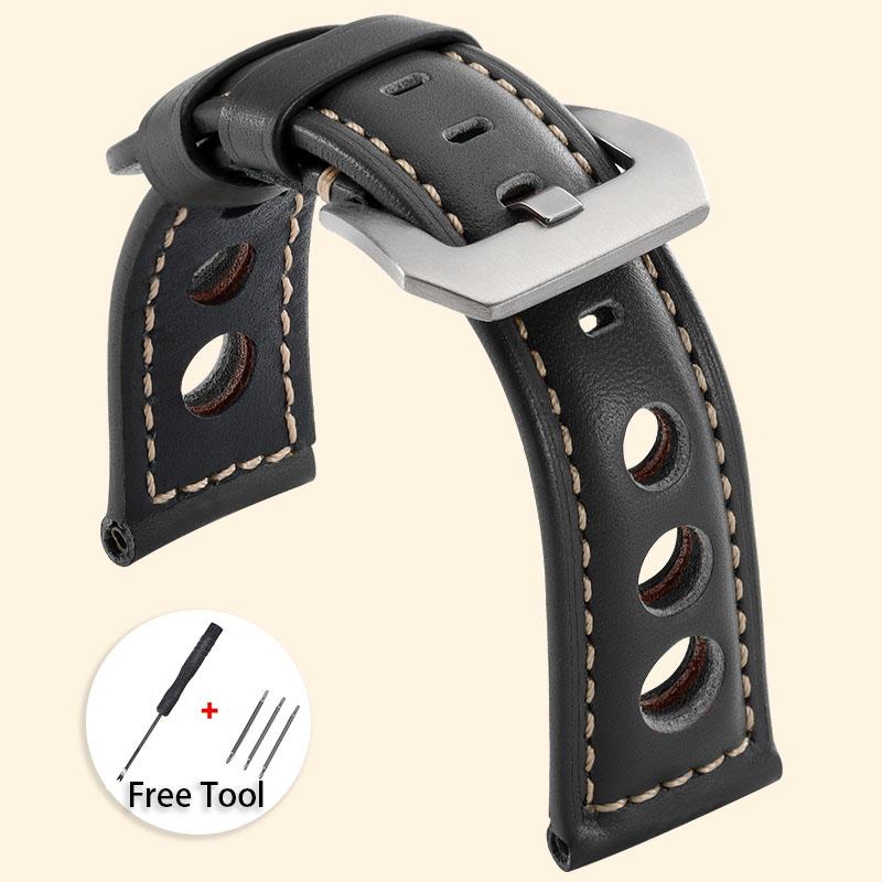 

Cowhide Watch Band 20mm 22mm 24mm 26mm Genuine Leather Strap for Panerai Universal Bracelet Fashion Casual Sport Soft Wristband 26mm&Black Buckle