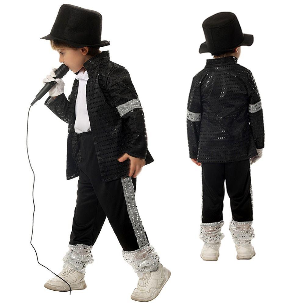 Role-Play Billie Jean Cosplay Clothes Carnival Party Black Suit Dance Costume  Kids Boys Girls