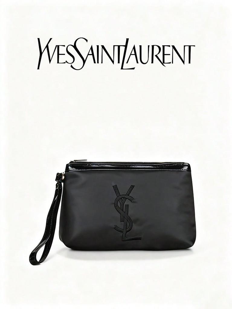 YSL Women's Makeup Bag, Women's Logo Cosmetic Storage Bag - Black Everyday Essential Organizer Bag