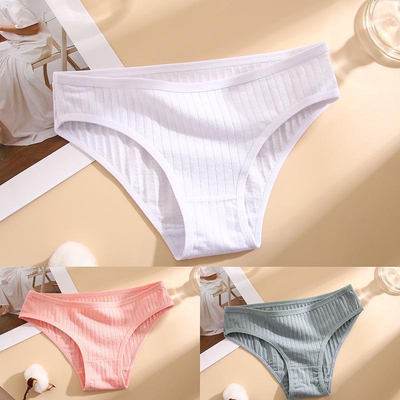 3ks/sada Kalhotky Bavlna Ženy Spodní prádlo Sexy spodky Pohodlné Dívčí kalhotky pro ženy Pruhované Bavlněné Intimní Spodní prádlo