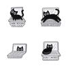 Adorable Black Cat Cartoon Alloy Brooch Cute Animal Badge Charming Cat Accessory
