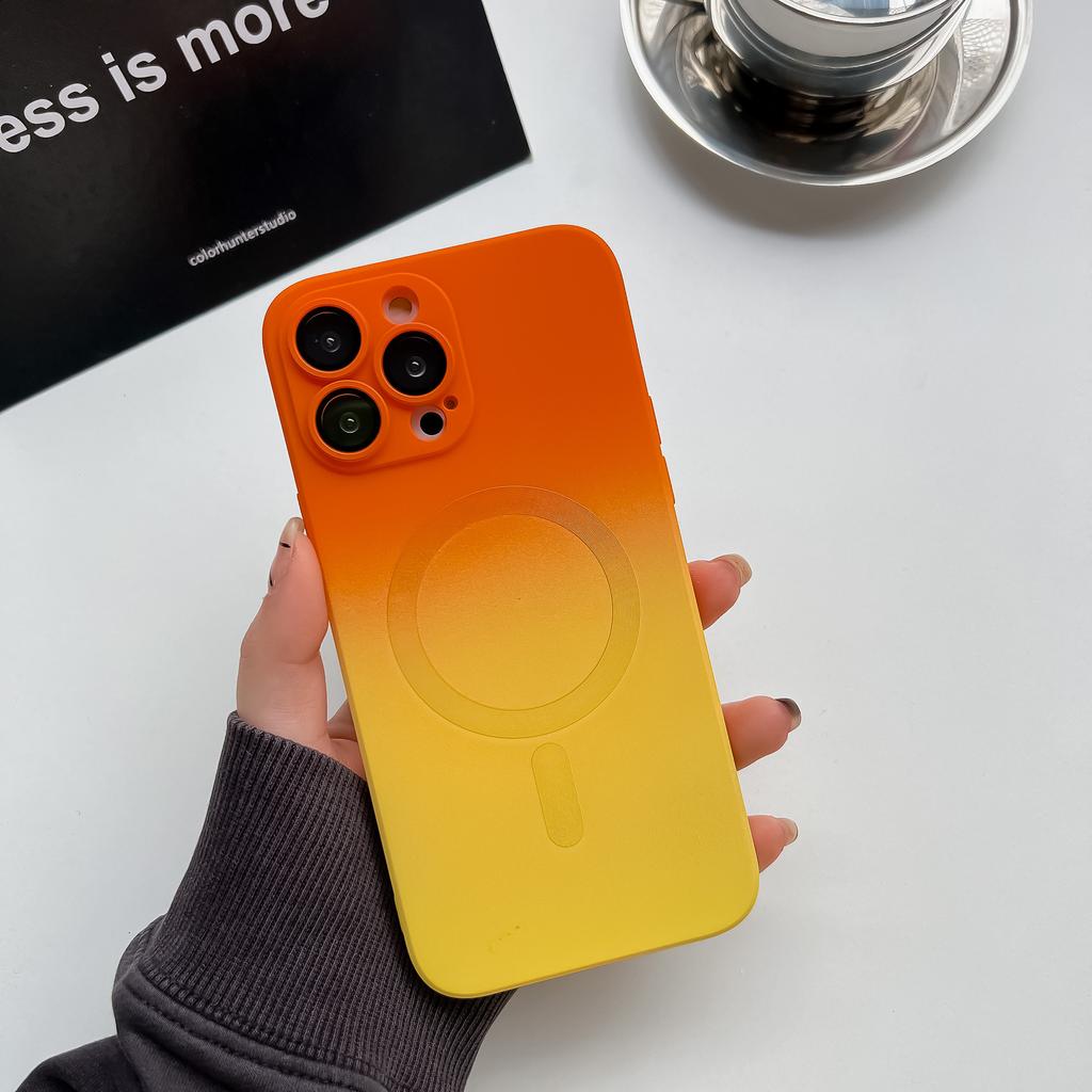 Luxury Wireless Charge Gradient Pattern Phone Case For iPhone 15 11 12 13 14 Pro Max Plus Soft Magnetic Silicone Cover