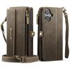 For iPhone 16 CASEME C39 RFID Blocking Zipper Wallet Stand Leather Cover with Strap