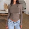 2024 Women's Y2K Slim-Fit Round Neck Solid Color Long Sleeve Top
