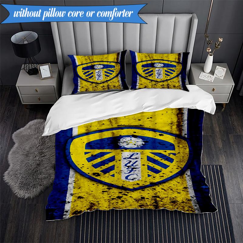 3PCS Leeds Crest Design Printed Soft Bedding Set,Including 1pc Duvet Cover And 2pcs Pillowcases Perfect for Bedroom, Dormitory, Fan gift
