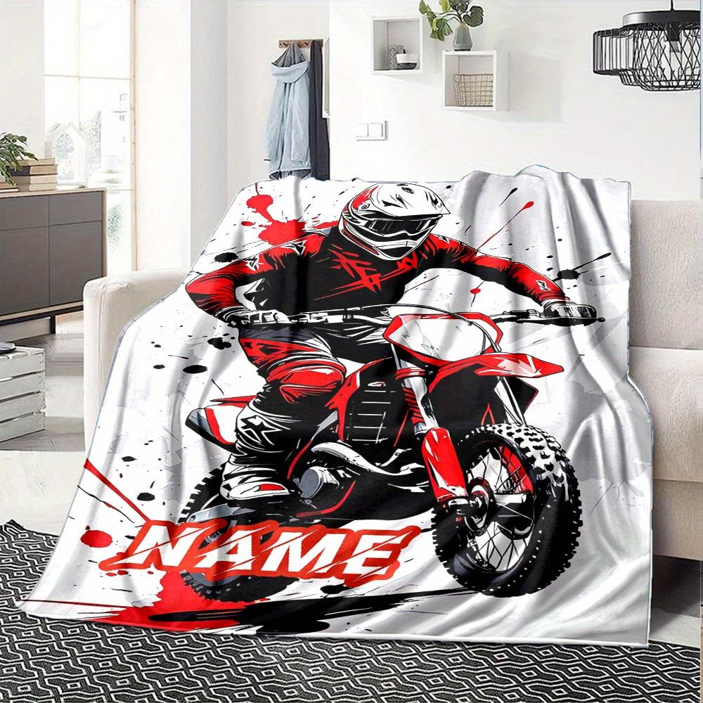 Custom Motorcycle Racing Home Customize Your Name Blankets Comfortable Soft Portable Allseason Multipurpose Blanket For Picnics Sofas Offices Beds