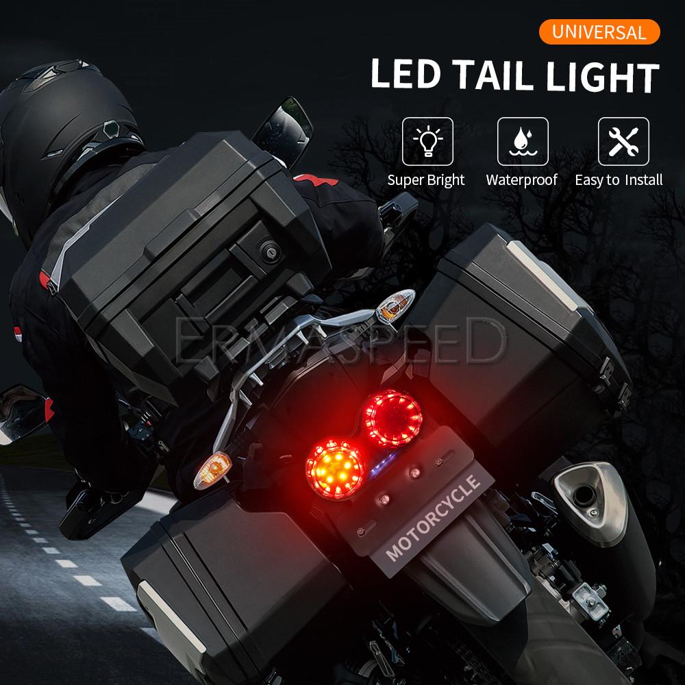 40 LED Motorcycle Tail Light Running Lamp Brake Stop&Turn Signal Light with License Plate Bracket for Motorcycle Street