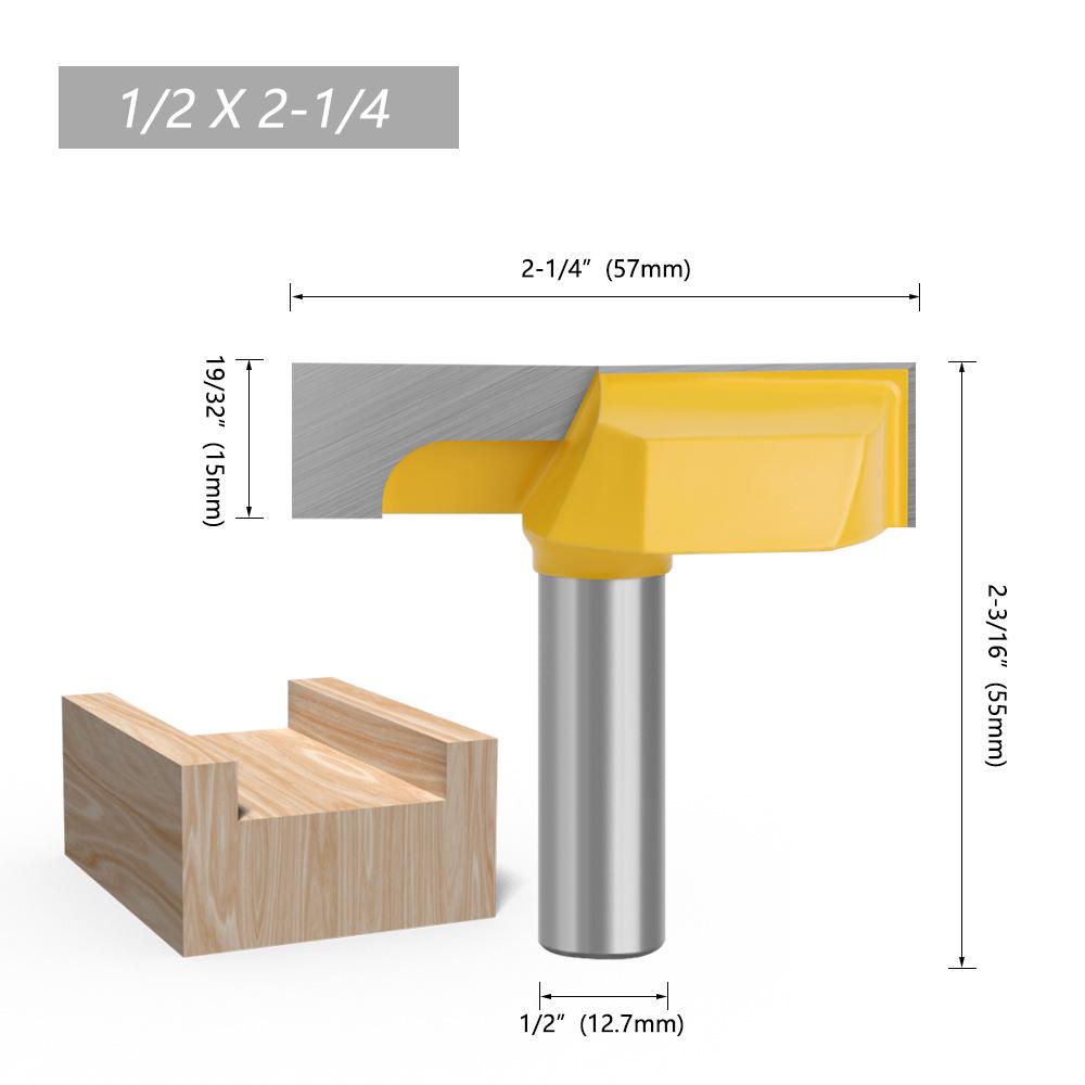 Clear Bottom Large Diameter Slotting & Flat Bottom Woodworking Milling Cutter with 1/2" Handle