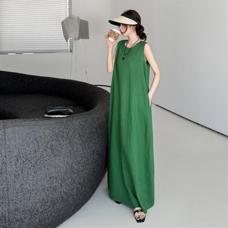 Sleeveless Plus Size Cotton Vintage New In Dresses for Women Casual Loose Long Summer Dress