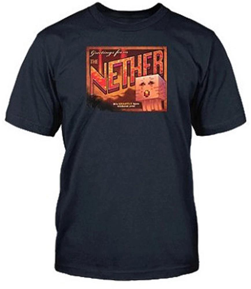 Officially Licensed Minecraft Nether Postcard Unisexs Navy Blue T Shirt S
