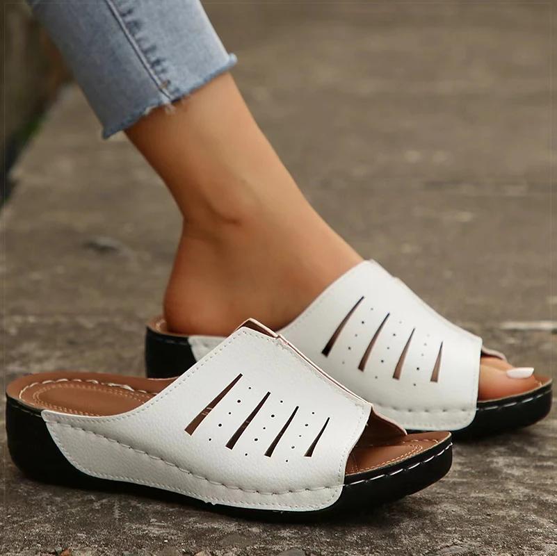 Dámské sandály s otevřenou špičkou na podpatku Letní klínkové boty Dámské sandály na podpatku 2024 Nové klínky Pantofle Dámská letní obuv