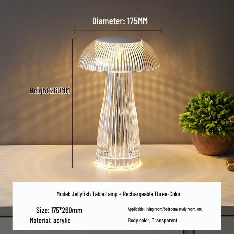 

Modern Crystal Jellyfish Table Lamp - Minimalist Dimmable Ambient Night Light