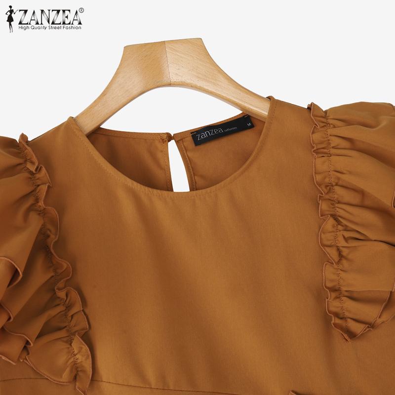 ZANZEA Damen Lässige Rundhals Einfarbig Sommer Ärmellose Tanktops