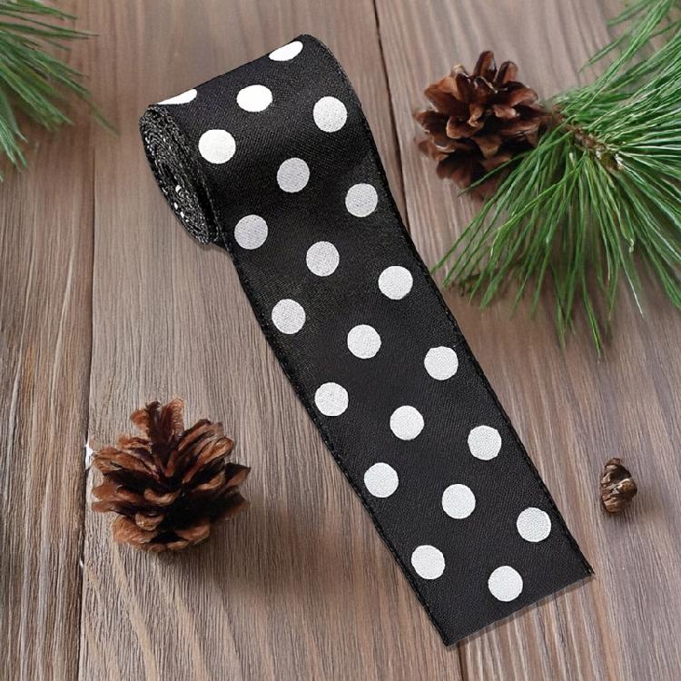 Crafting Ribbon For Holiday Decorations Gift Bowknot Christmas Tree Ornament Durable Polyester Fabric Black White Design