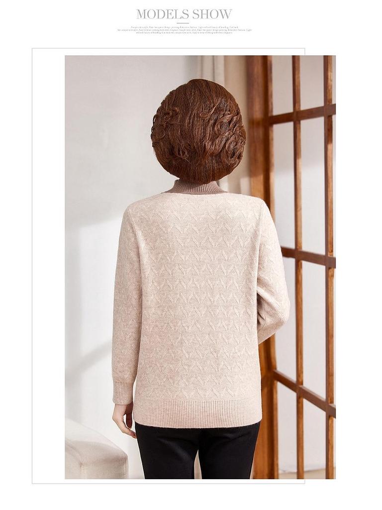 Elegant Plus Velvet Thickened Sweater: Warm Two-Piece Base Layer for Middle-Aged & Elderly Women