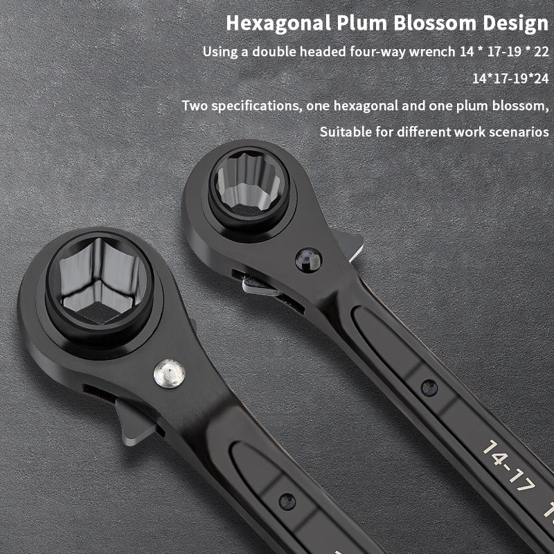 1Pcs 8 In 1 Ratchet Wrench Multifunctional Bidirectional Quick Ratchet Wrench Double Head Wrench Rust-Resistant Home Tools