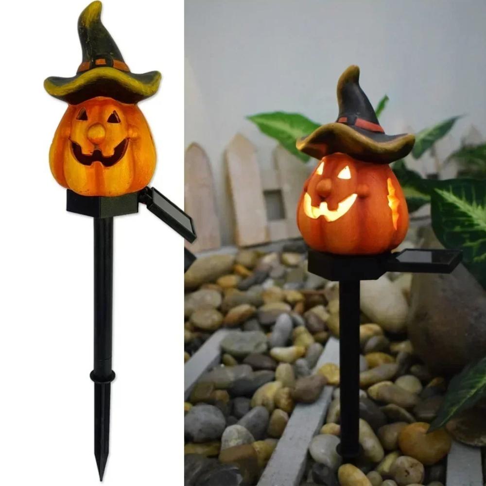 1 Pcs Halloween Pumpkin Pathway Solar Lights Lantern Stake Lights for Outdoor Halloween Decorations Yard Display Porch Decor