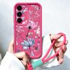 Luxury Flowers Print Lanyard Case For Samsung S26 FE A18 S25 S24 S23 S22 Ultra A54 A55 A16 A26 A36 A56 A17 A27 A37 A57 5G Bumper Cover