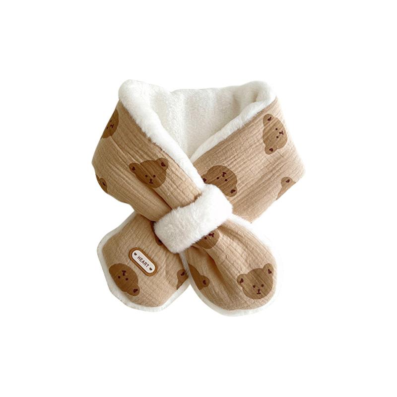 

Корейские детские зимние шарфы для девочек и мальчиков, флисовые детские шарфы с рисунком медведя, теплые детские шарфы, детские аксессуары для детей 1-6 лет хаки