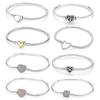 925 Silver Bracelets Bangles Love Heart Clasp Charms Beads Snake Chain Luxury DIY Jewelry For Women Gift