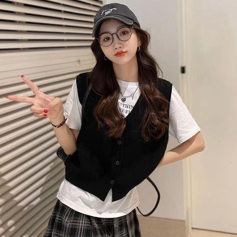 Knitted vest women's outerwear spring and autumn new style camisole layered and fashionable sleeveless sweater jacket