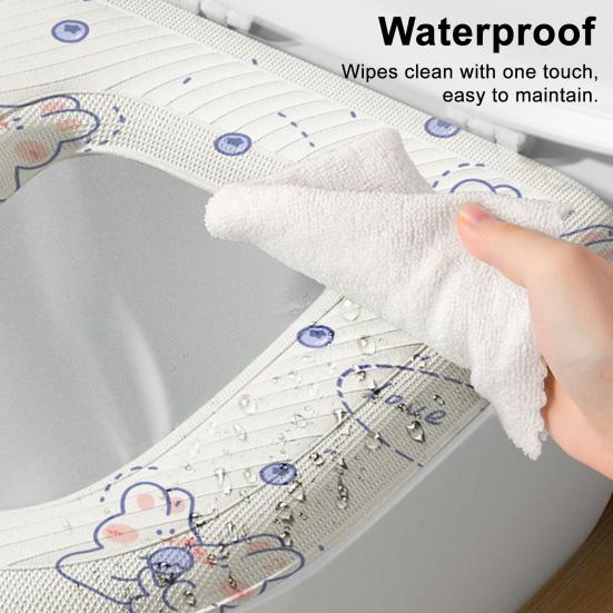 Toilet Seat Cartoon Pattern Non-Slip Peel Stick Toilet Seat Protector Self-adhesive Toilet Seat Adhesive Strip Summer Toilet Seat Cover