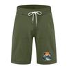 Men’s Casual Loose Fit Drawstring Waist Shorts with Hawaiian Beach Print Relaxed Linen Blend Summer Athletic Pants