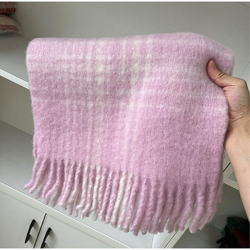 

Plaid Tassel Scarf Ladies Autumn and Winter Warm Scarf Fashion Classic Plaid Pattern Scarf High-quality Ladies Scarf one size розовый