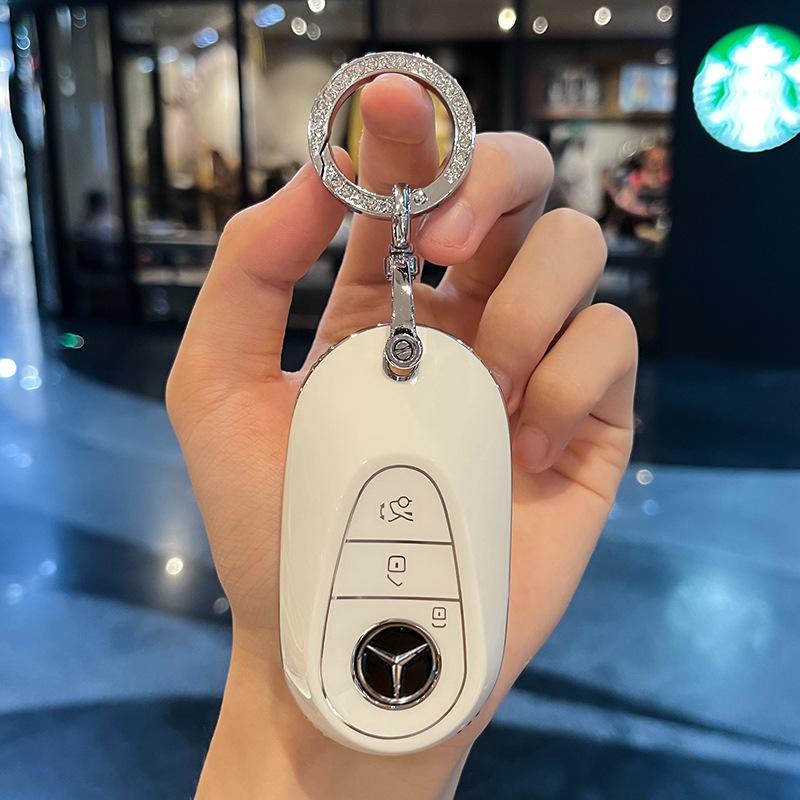 Fashion TPU Car Smart Key Case Fob Cover For Mercedes Benz C E S Class GLC CLE EQE W206 W214 W223 S350 S400 S450 E300 Keychain