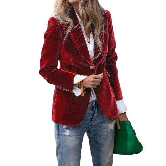 

Velvet Blazer for Women Long Sleeve Botton Up Business Office Suit Jacket Casual Lapel Open Front Coat M красный