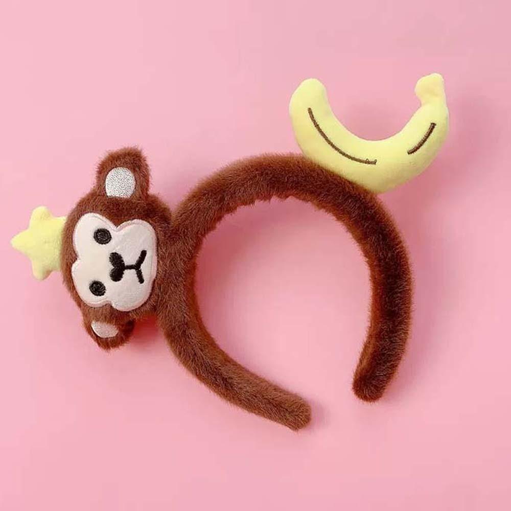 Hair Accessories Dachshund Hair Hoop Plaid Bow Cartoon Monkey Hairband Red Plush Headband Girls