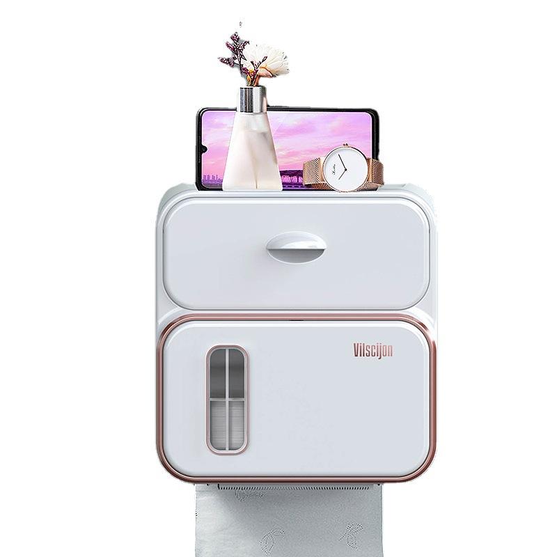Toalettpappershållare Vattentät Tissue Storage Box Väggmonterad Toalettrulle Organizer Badrumstillbehörsset