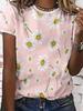 Summer Lady CLothes Crew Neck Short Sleeve Flowers 3D Print T Shirt Women's Outfits Casual Daily Basic Wear T Shirts Clothes