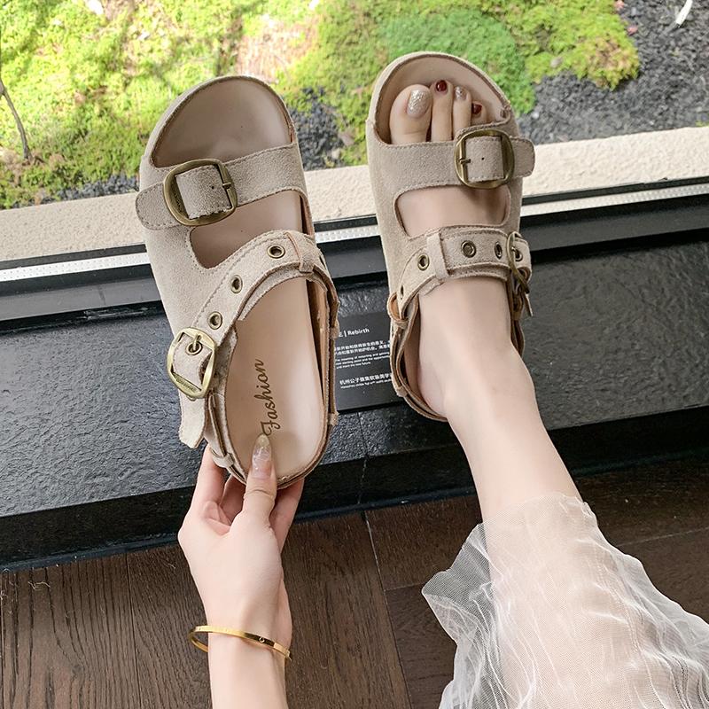 Sandalo Birken rosa lussuoso da donna design di marca pelle scamosciata ecopelle cinturino con fibbia sandali da donna estate casual suola spessa scarpe mule