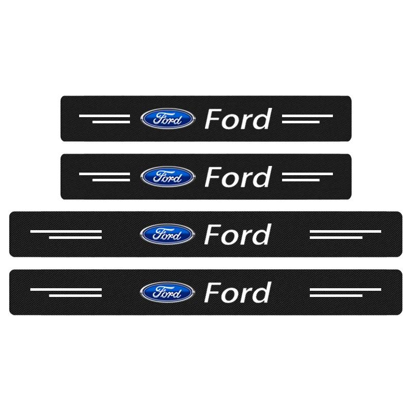 Neuer 2026 Autoaufkleber 4 Stück Auto Türschwelle Anti-Kick-Aufkleber Schmutz- und Kratzschutz Carbonfaser Autoaufkleber für Ford Focus Mondeo Ku schwarz