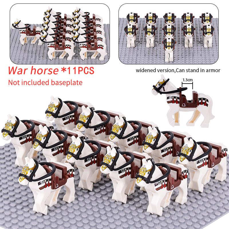 Středověké vojenské sady Figury kavalérie Válečný kůň Zvířata Stavební kostky Díly Rytířské zbraně Příslušenství Hračky pro děti dárky