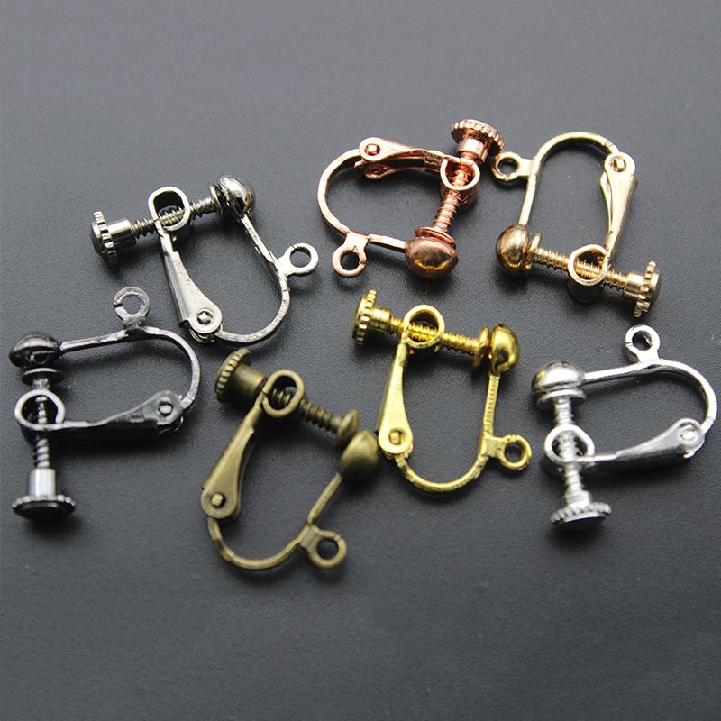 20 Stück/Los 16mm Rundkopfschraube Ohrclip DIY Handgemachte Clip-Ohrringe Teile Ohrclips ohne Loch Schmuckherstellung Zubehör