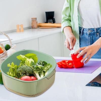 Küchensiebe Schüssel Set Multifunktionale Waschschüssel und Sieb Doppelschichtige Abtropfschüssel Obst Gemüse Waschkörbchen