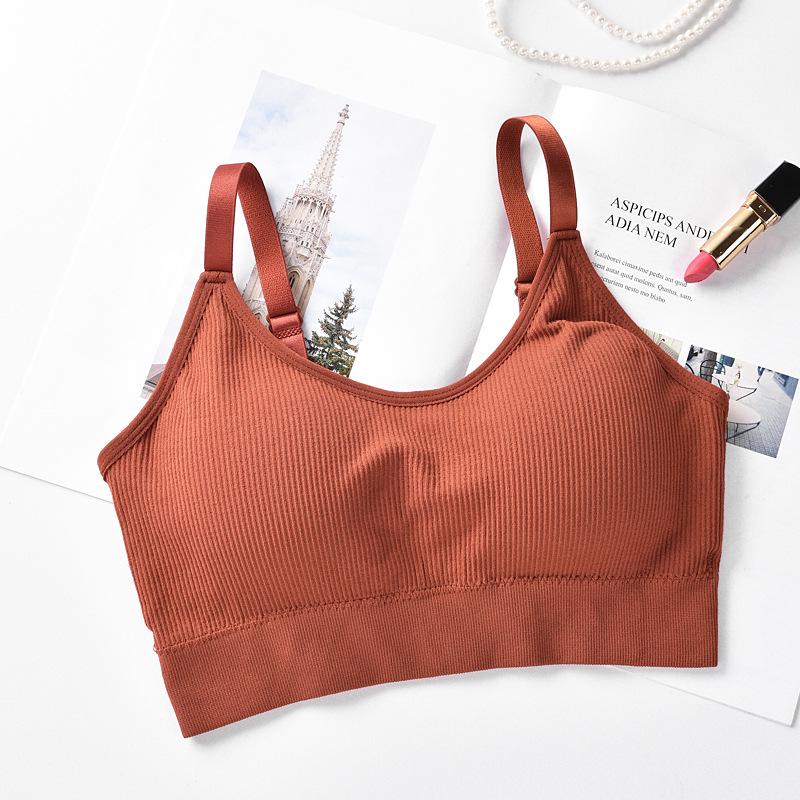 Little Bear Ribbed Wire-Free Bandeau Bra with Chest Pads - Women's Yoga & Sleep Vest