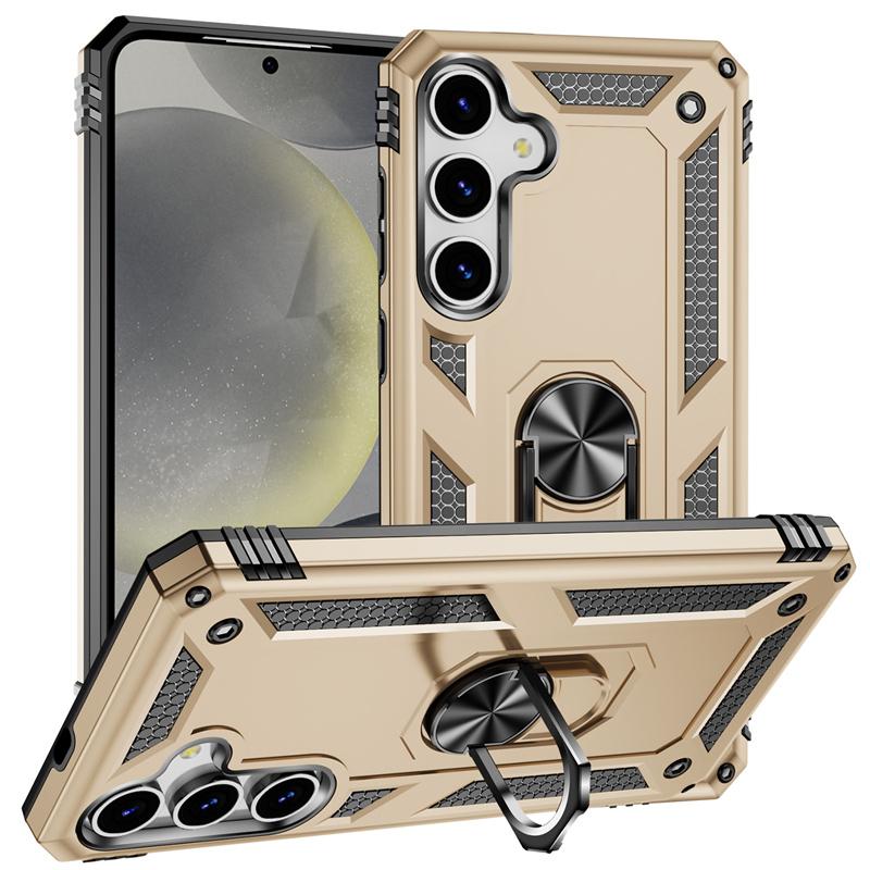 For Samsung Galaxy S25 S25+ S25Ultra Case Shockproof Armor Car Magnet Ring Silicone Phone Case Stand Holder Back Cover