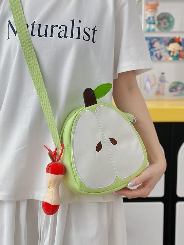Elegant Apple Shaped Nylon Crossbody Bag With Inner Pocket For Daily Use