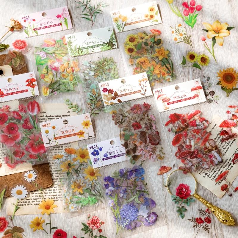PET plant collection Green Leaf Decorative PVC Stickers Scrapbooking Label Diary Stationery Album Phone Cup Journal Planner