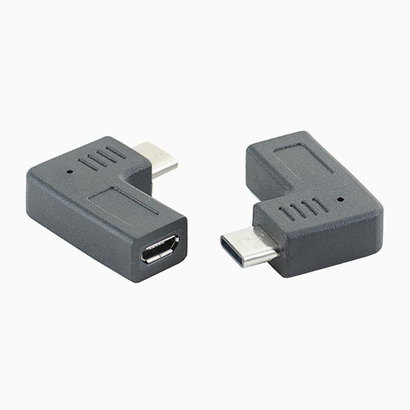 90 Degree Micro USB to Type-C Converter Female to Male Connector Conversion Adapter for Phones Tablets & Game Consoles