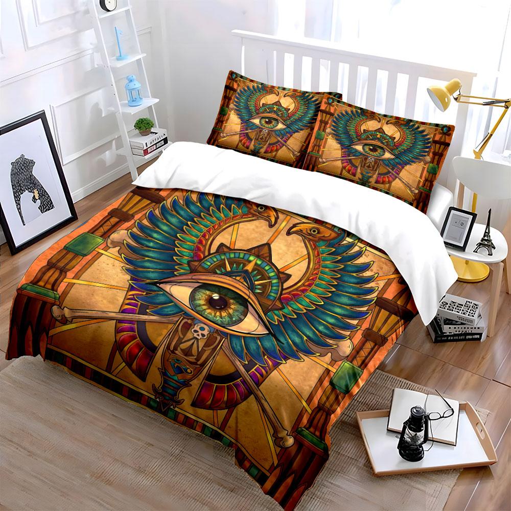 Egyptian Eye Art Decoration Set Soft Comfortable Duvet Cover Bedding Set Included 1*Duvet Cover & 2*Pillowcases, Gift