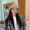 British Leather Beret Hat for Women Versatile Autumn and Winter Large Head Circumference Small Face Small Painter Hat  Literary Retro Trend
