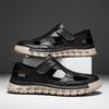Fashion Men Leather Sandals Comfortable Outdoor Handmade Hollow Out Casual Loafers Summer Beach Walking Male Sneakers Men Beach Sandals